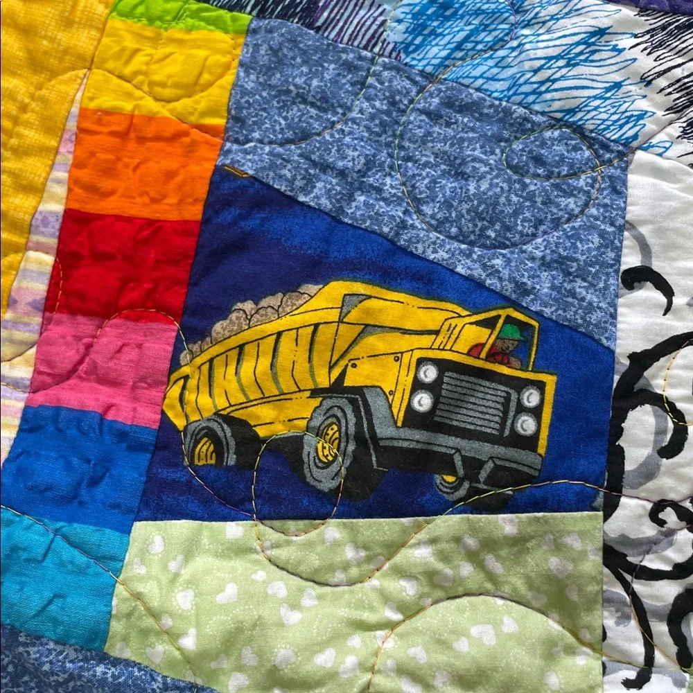 Little boys or girls I guess car lovers and truck lover Hand done quilt